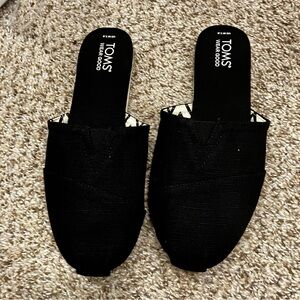 Toms Black Alpargata Mule Heritage Canvas Shoes, Size: 7.5 Women